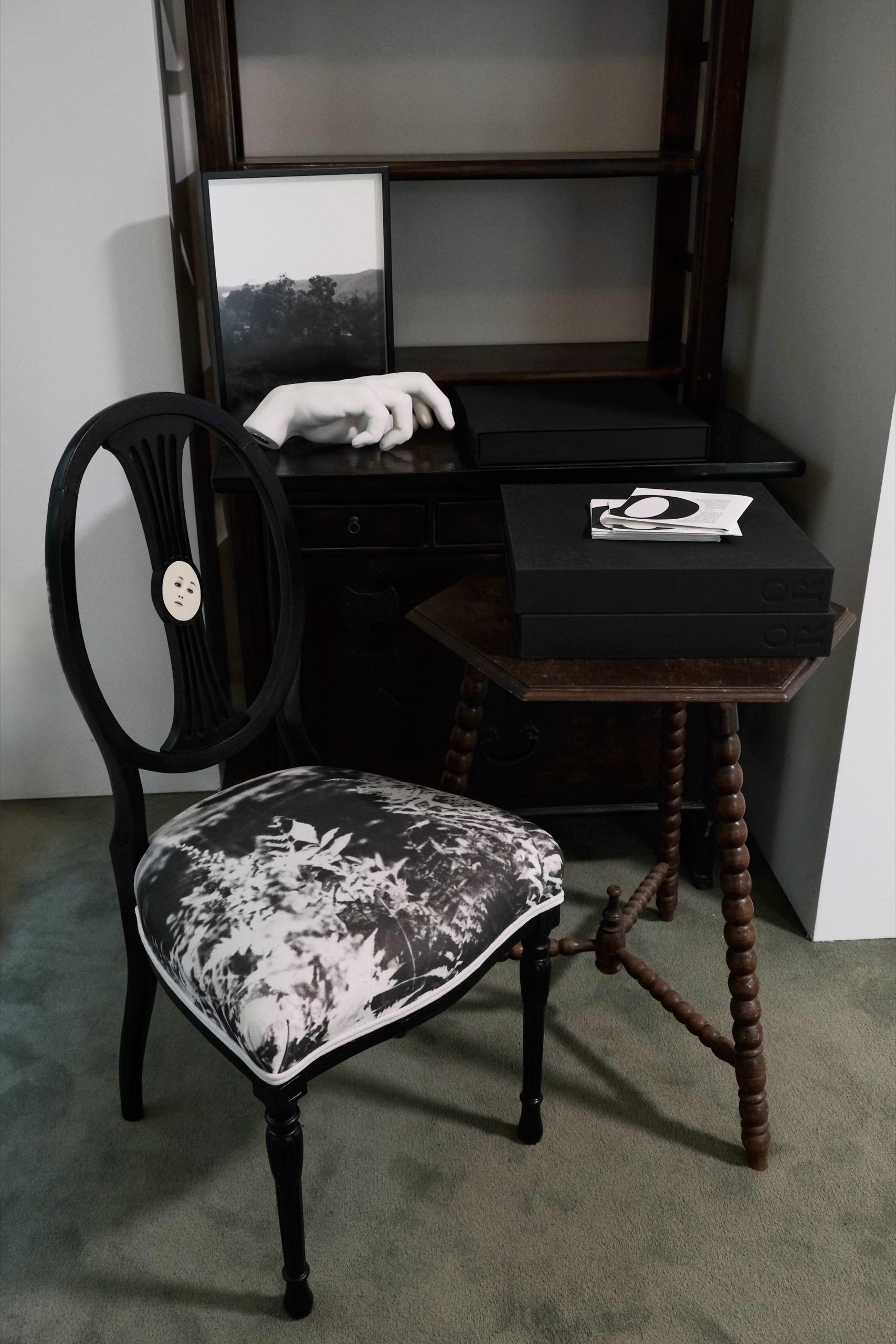 DAY CHAIR, 2025, Print on velvet with artist’s furniture — OYOUNG